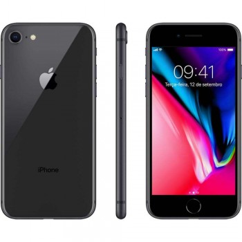 iPhone 8 Apple com , Tela Retina HD de 4,7”, iOS 11, Câmera de 12 MP, Resistente à Água, Wi-Fi, 4G LTE e NFC  - PRETO.